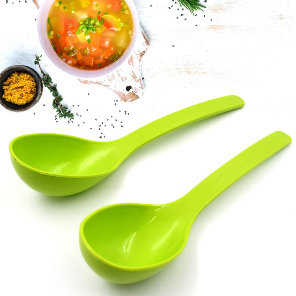 Plastic Spoon Kitchen Multipurpose Serving Ladle for Frying, Serving, Turner, Curry Ladle, Serving Rice, Spoon Used While Eating and Serving Food Stuffs Etc (2 Pcs Set / 10 Inch )