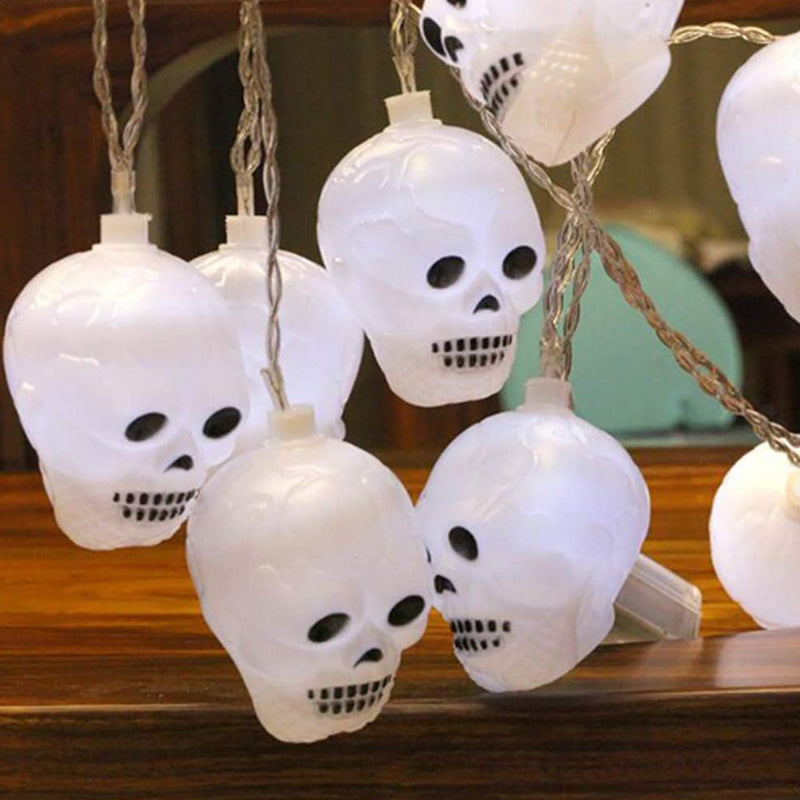 Halloween Decoration Outdoor Indoor Skeleton Head Skulls String Light Set Blow Mold, Decoration Lights Fairy Lights Led Garlands Halloween Decor Garland Decor Wreath Pumpkin